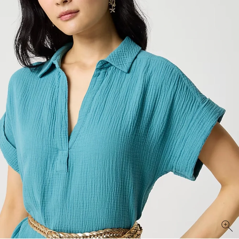 NEW J. CREW Factory Short-sleeve gauze popover dress in Atlantis Size‎ Small - Picture 3 of 7